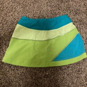 Title Nine Athletic Skort Small Blue and Green Colorblock Mesh Undershort Pocket